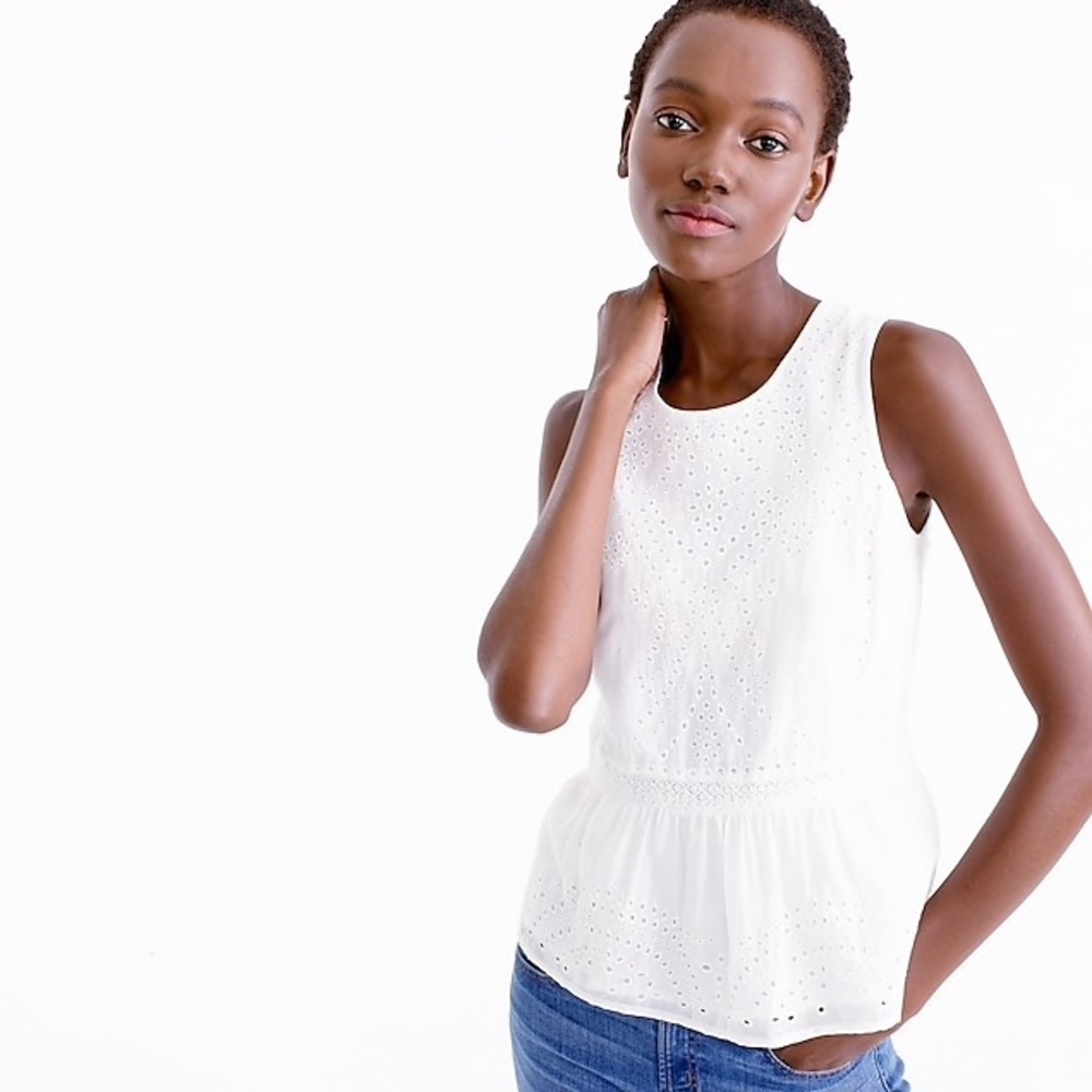 J. Crew Eyelet ruffle-hem top size 12
